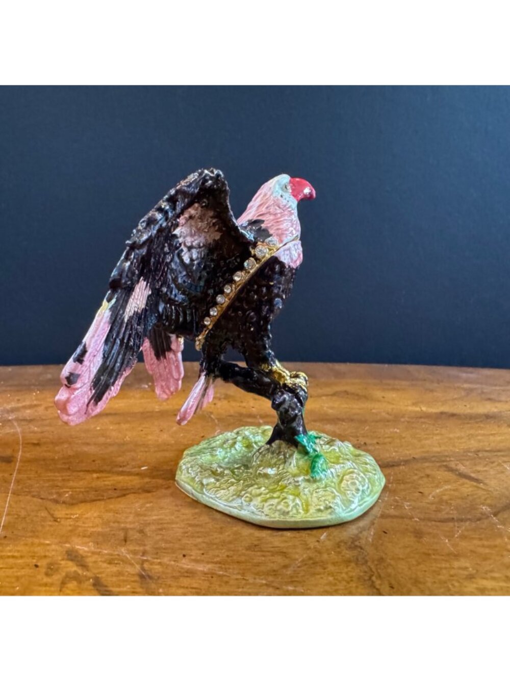 Majesty Release No. 20 Decorative Eagle Trinket Box With Rhinestones & Hinged Li - Picture 6 of 13